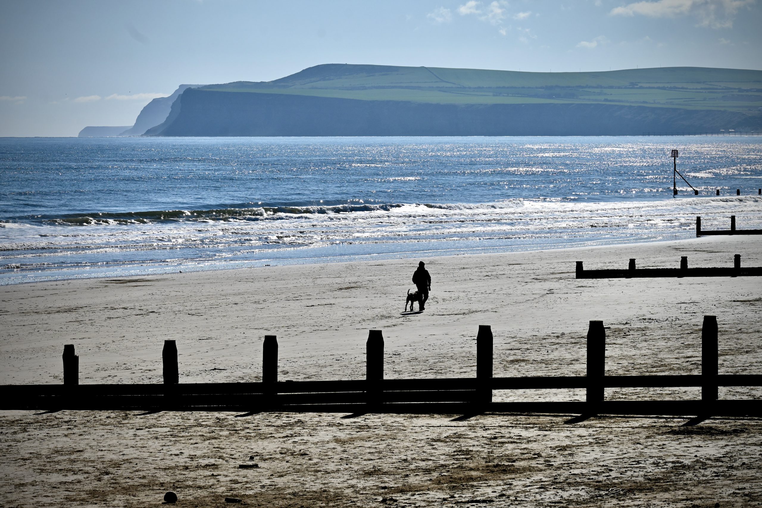 The long sandy beach south of Redcar.