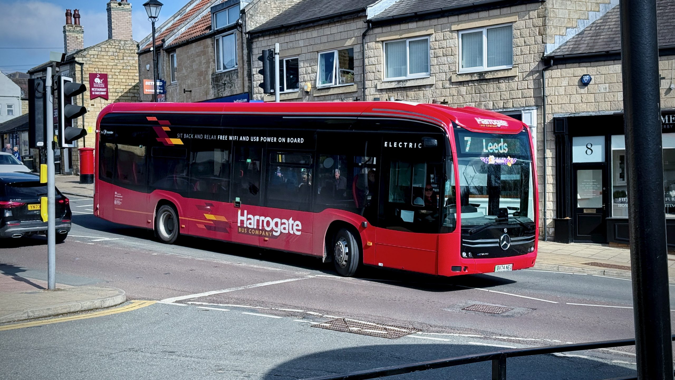 Fully Electric No.7 from Harrogate to Wetherby and then Leeds