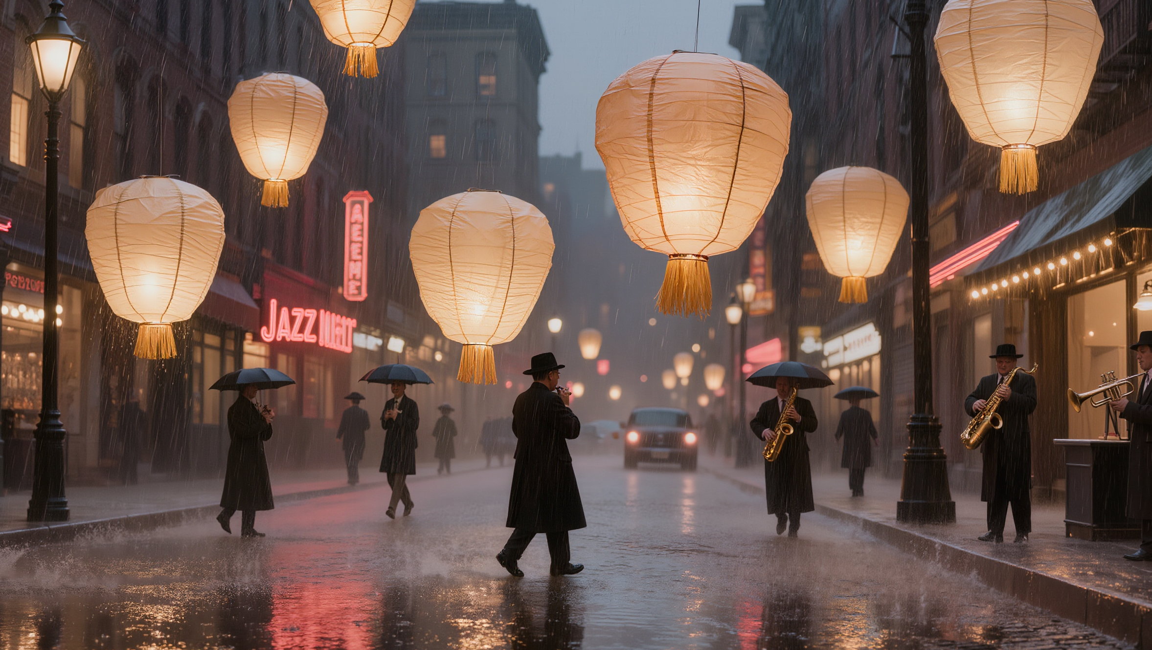 Paper Lanterns in the Rain